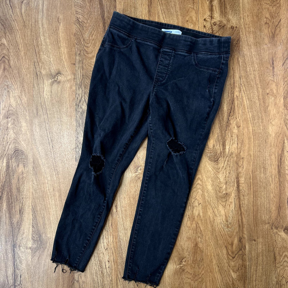 Old Navy Black Distressed Rockstar Jeggings Women's Size 16